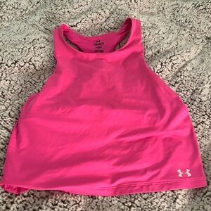Under Armour Pink Razor Back Tank Top with built in bra Youth Large